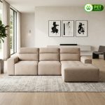 MESA L Shaped 3 Seater Pet Friendly Sofa-Stone - Image 2