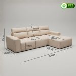 MESA L Shaped 3 Seater Pet Friendly Sofa-Stone - Image 3
