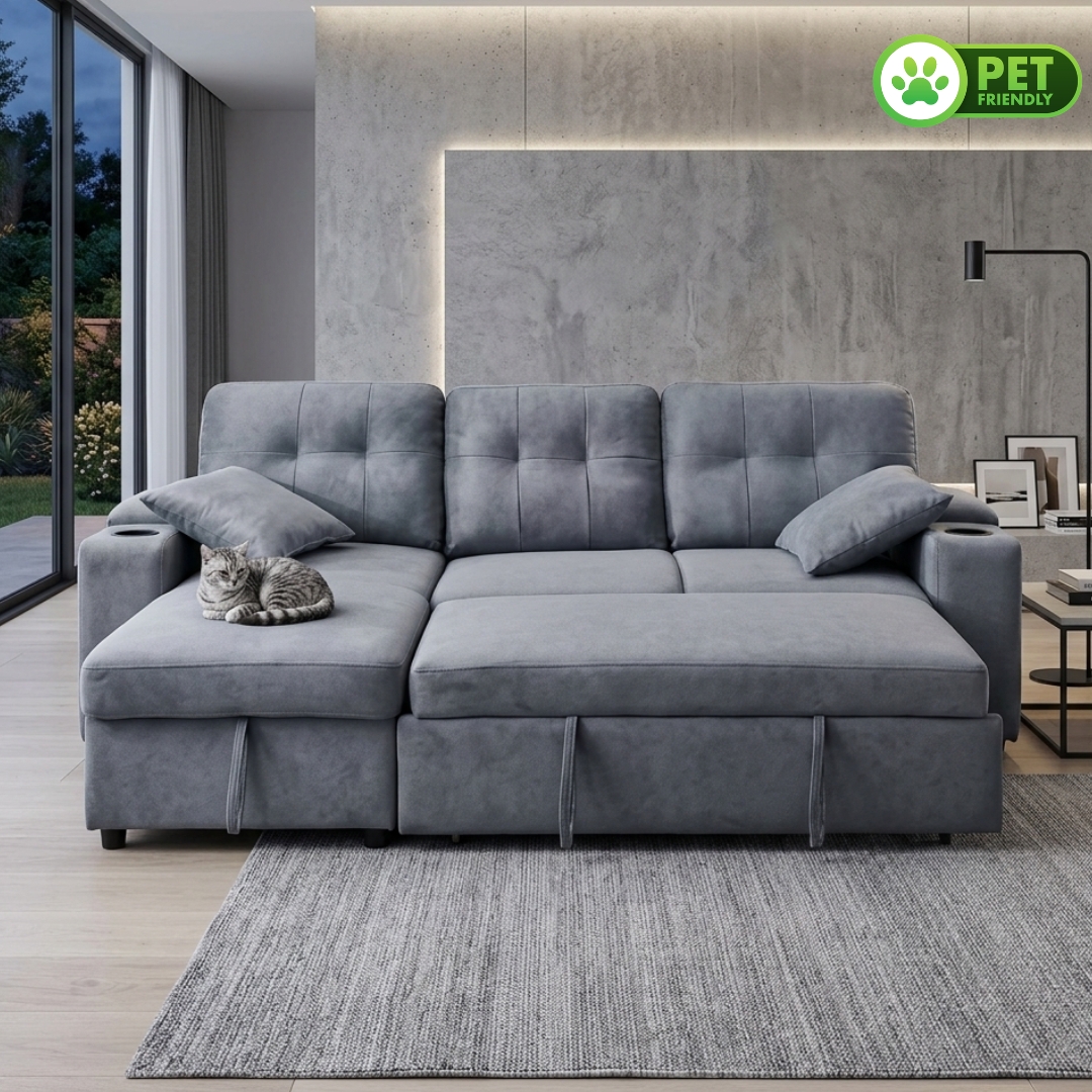 MOGENSEN GREY-2 MOGENSEN 3 Seater Storage Sofa Bed-Grey - Image 1