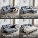 MOGENSEN 3 Seater Storage Sofa Bed-Grey - Image 4