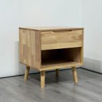 MOLY 1 Drawer Wooden Bedside Table-Natural - Image 3