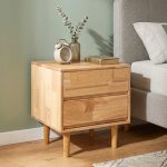 MOLY 2 Drawer Wooden Bedside Table-Natural - Image 2