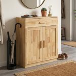 MOLY 2 Door 1 Drawer Wooden Shoe Cabinet-Natural - Image 2