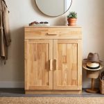 MOLY 2 Door 1 Drawer Wooden Shoe Cabinet-Natural