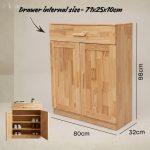 MOLY 2 Door 1 Drawer Wooden Shoe Cabinet-Natural - Image 11