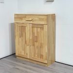 MOLY 2 Door 1 Drawer Wooden Shoe Cabinet-Natural - Image 5