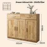MOLY 3 Door 2 Drawer Wooden Shoe Cabinet-Natural - Image 9
