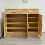 MOLY 3 Door 2 Drawer Wooden Shoe Cabinet-Natural - Image 3