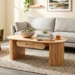 MOLY 120cm Solid Wood Oval Coffee Table-Natural
