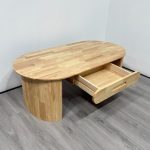 MOLY 120cm Solid Wood Oval Coffee Table-Natural - Image 5