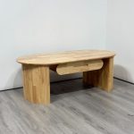 MOLY 120cm Solid Wood Oval Coffee Table-Natural - Image 6