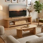 MOLY 120cm Solid Wood Oval Coffee Table-Natural - Image 2
