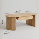 MOLY 120cm Solid Wood Oval Coffee Table-Natural - Image 8