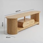 MOLY 180cm Solid Wood TV Cabinet-Natural - Image 3