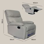 NEVA PU Leather Recliner Sofa-Grey - Image 5