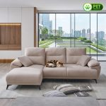 NICOSIA 3 Seater Push Back L Shaped Sofa-Beige - Image 2