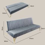 NIKOLO 3 Seater Velvet Fabric Sofa Bed-Grey - Image 5
