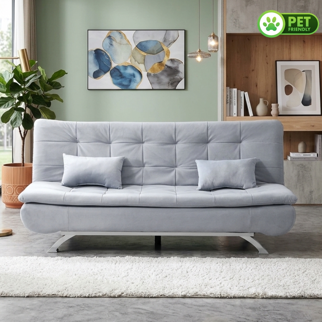 OSLEN SOFABED-4 OSLEN 3 Seater Pet Fabric Sofa Bed-Grey - Image 1