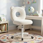 PANDA Fleece Fabric Study Chair-White