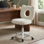 PANDA Fleece Fabric Study Chair-White - Image 2