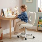 PANDA Fleece Fabric Study Chair-White - Image 3