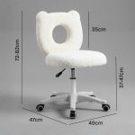 PANDA Fleece Fabric Study Chair-White - Image 4
