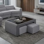 PASADENA Pet Friendly Coffee Table With Stool-Grey - Image 2
