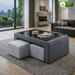 PASADENA Pet Friendly Coffee Table With Stool-Grey