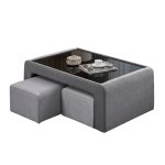PASADENA Pet Friendly Coffee Table With Stool-Grey - Image 4