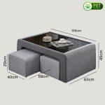 PASADENA Pet Friendly Coffee Table With Stool-Grey - Image 5