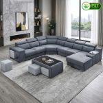 PASADENA 6 Seater Pet Friendly Corner Sofa-Grey