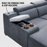 PASADENA 6 Seater Pet Friendly Corner Sofa-Grey - Image 4