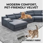 PASADENA 6 Seater Pet Friendly Corner Sofa-Grey - Image 2