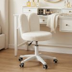 RABIT Fleece Fabric Study Chair-White