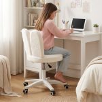 RABIT Fleece Fabric Study Chair-White - Image 2
