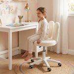 RABIT Fleece Fabric Study Chair-White - Image 3