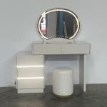 RAFTER Extendable LED Mirror Dressing Table Set-Cream - Image 4