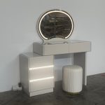RAFTER Extendable LED Mirror Dressing Table Set-Cream - Image 2