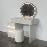 RAFTER Extendable LED Mirror Dressing Table Set-Cream - Image 5