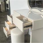 RAFTER Extendable LED Mirror Dressing Table Set-Cream - Image 7
