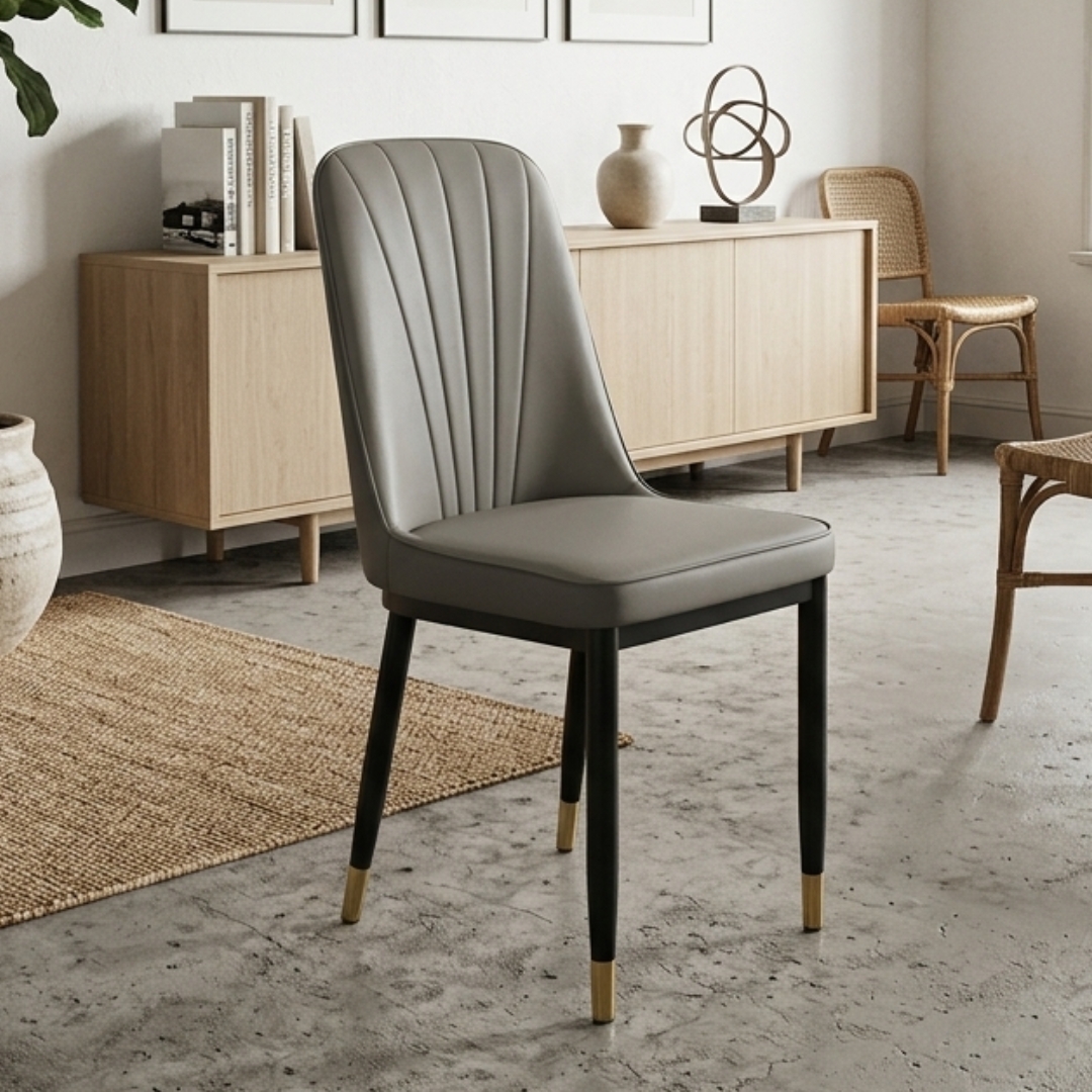ROSELLE GREY-2 ROSELLE PU Dining Chair-Grey - Image 1