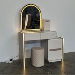 SATORI Extendable LED Mirror Dressing Table Set-Cream - Image 8