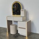 SATORI Extendable LED Mirror Dressing Table Set-Cream - Image 7