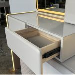 SATORI Extendable LED Mirror Dressing Table Set-Cream - Image 5