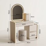 SATORI Extendable LED Mirror Dressing Table Set-Cream - Image 3
