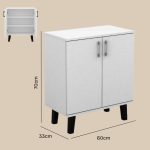 LUKE 2 Door Shoe Storage Cabinet-White - Image 11