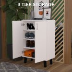 LUKE 2 Door Shoe Storage Cabinet-White - Image 8