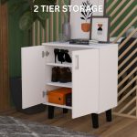 LUKE 2 Door Shoe Storage Cabinet-White - Image 9
