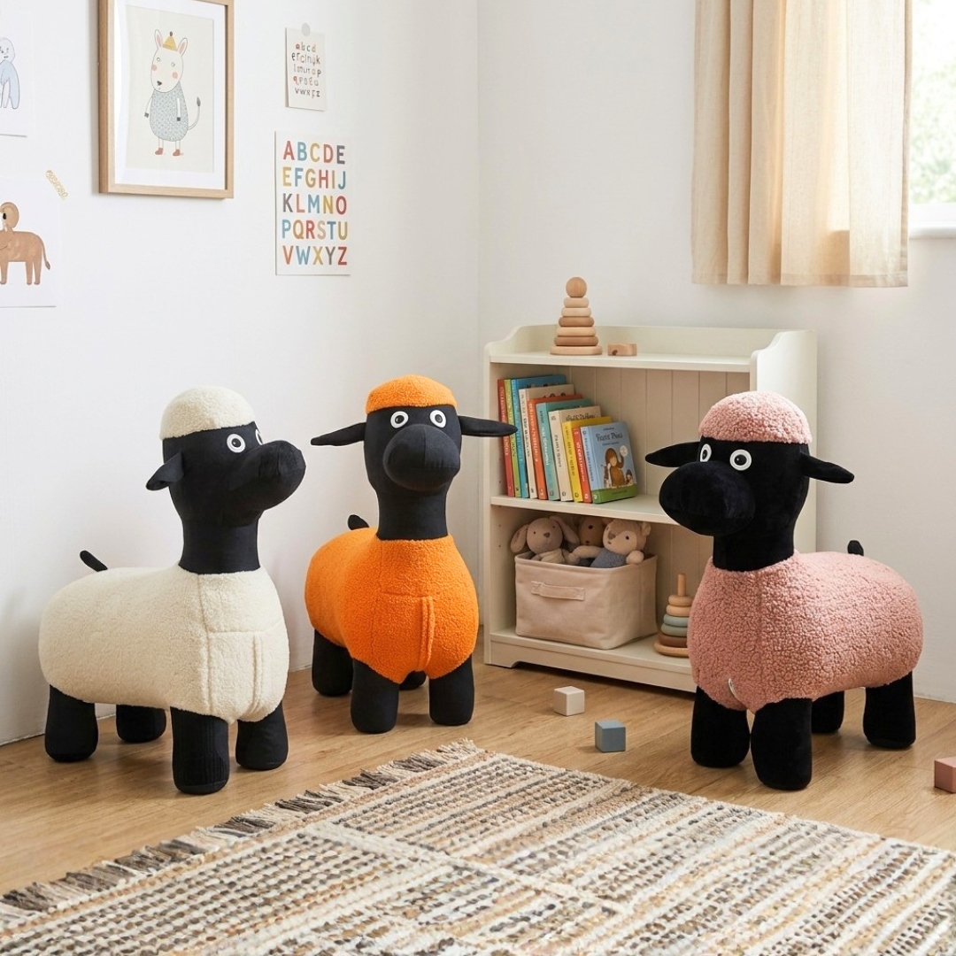 SHEEP STOOL-2 SHAUN The Sheep Kids Plush Stool-3 Colors - Image 1