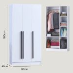 SHEILA 2 & 3 Door Wardrobe-White - Image 3